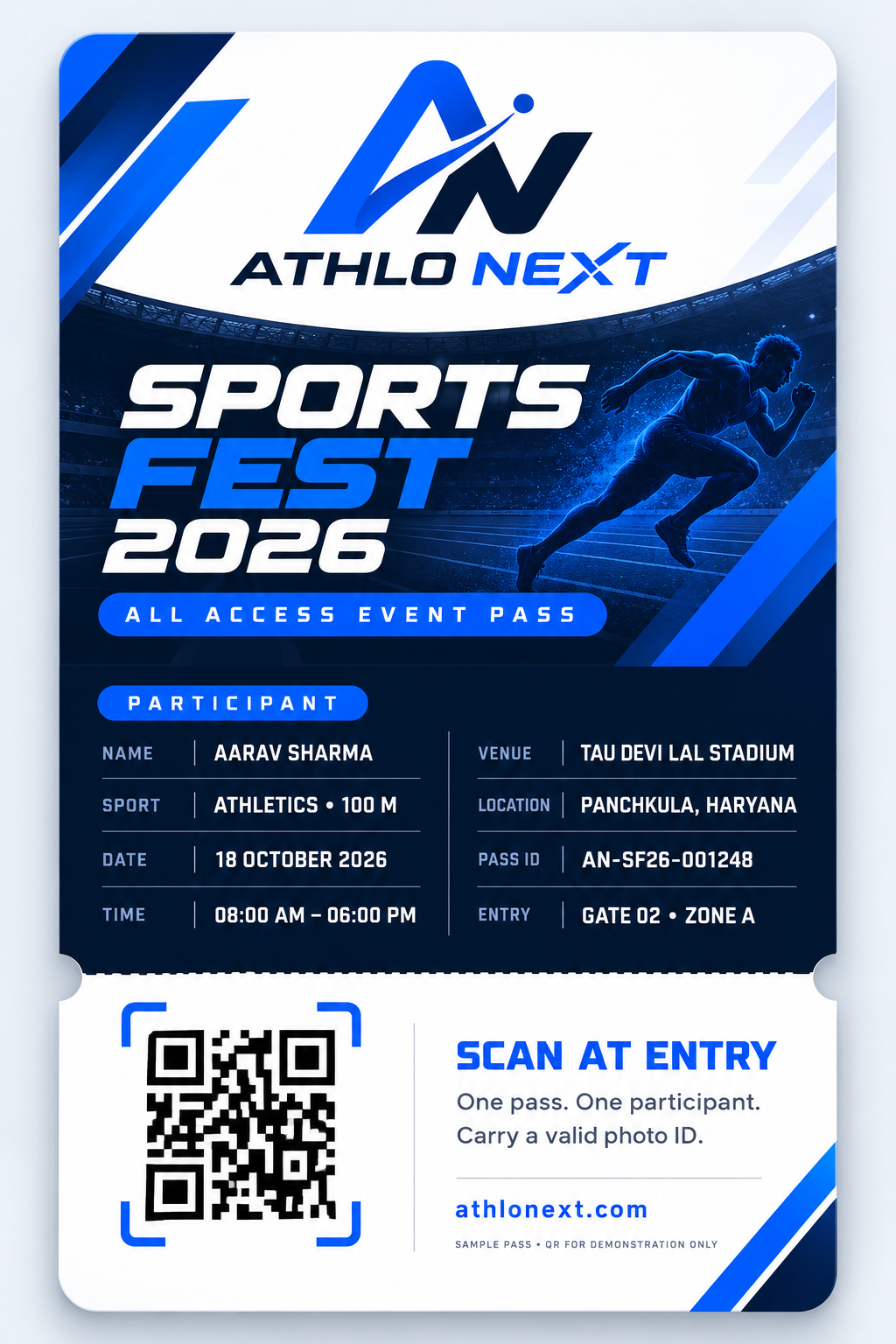 AthloNext Digital Event Pass